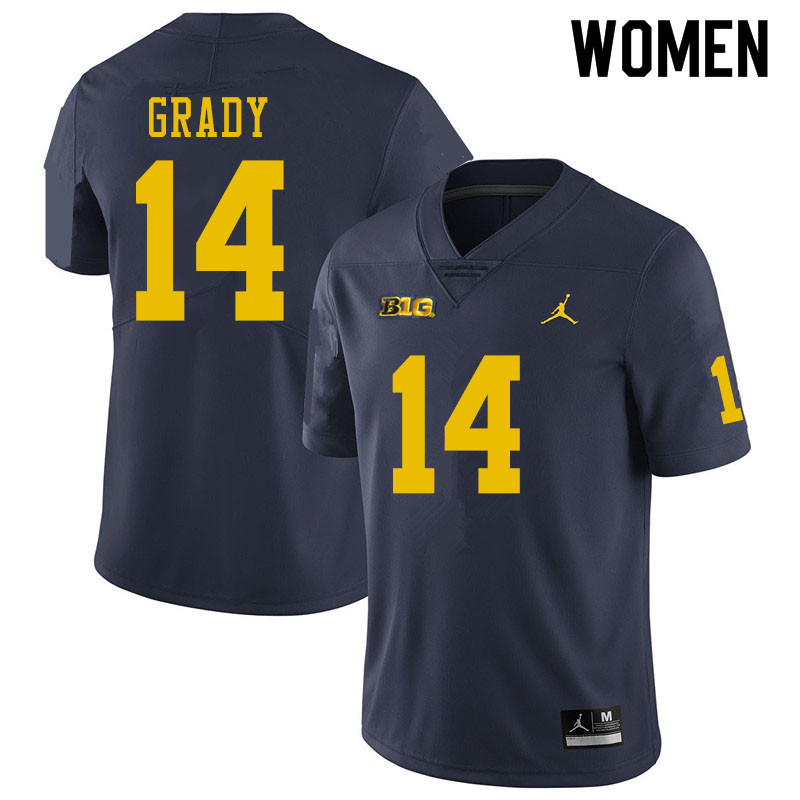 Women #14 Kyle Grady Michigan Wolverines College Football Jerseys Sale-Navy